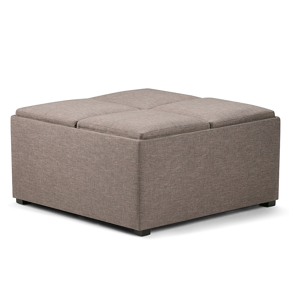 Best Buy: Simpli Home Avalon Square Coffee Table Storage Ottoman Fawn ...