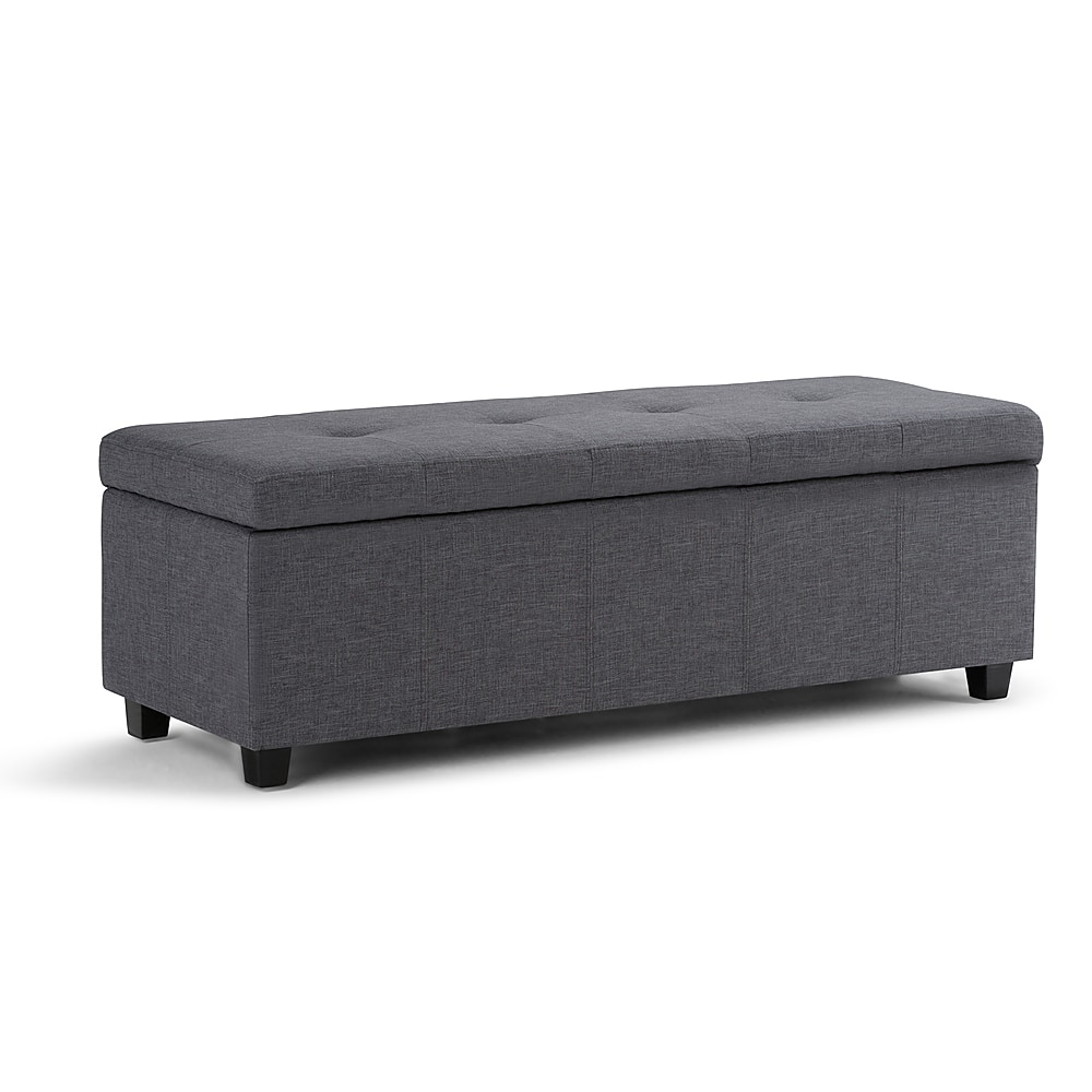 Front. Simpli Home - Castleford Storage Ottoman - Slate Grey.