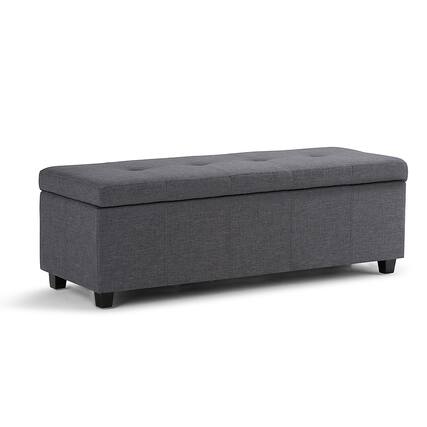 Front. Simpli Home - Castleford Storage Ottoman - Slate Grey.