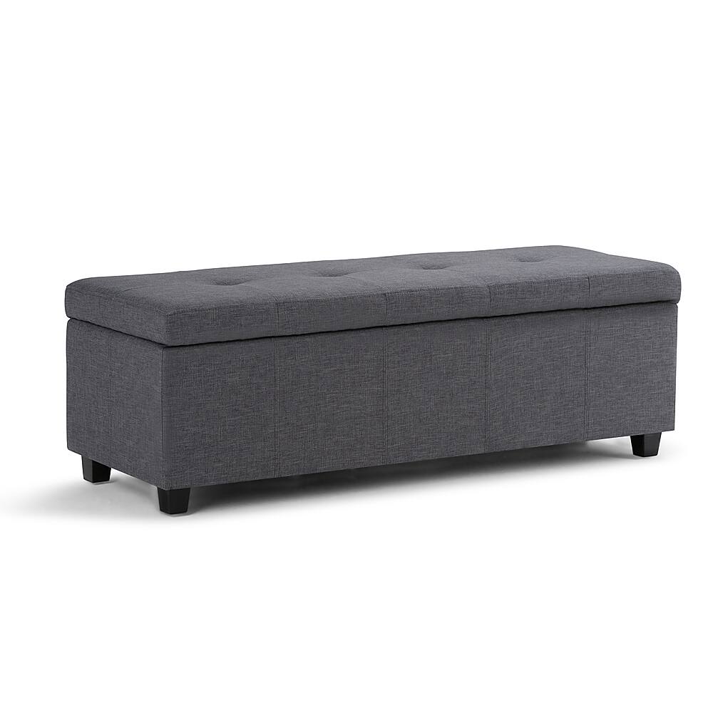 Front. Simpli Home - Castleford Storage Ottoman - Slate Grey.