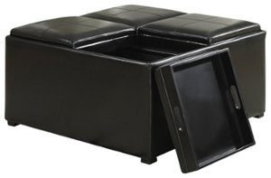 Simpli Home - Avalon Coffee Table Storage Ottoman - Midnight Black - Front_Zoom