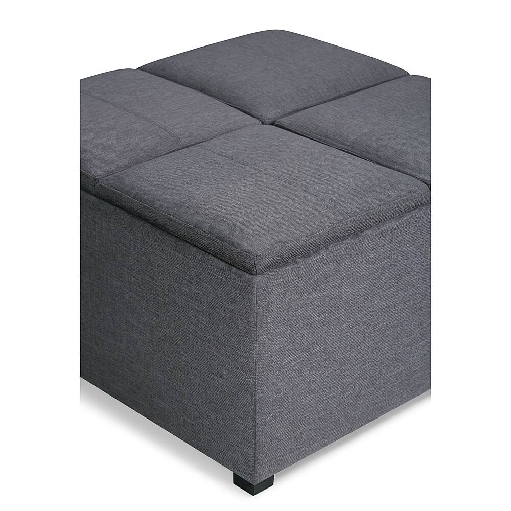 Alt View 11. Simpli Home - Avalon Square Polyester / Wood Ottoman With Inner Storage - Slate Gray.
