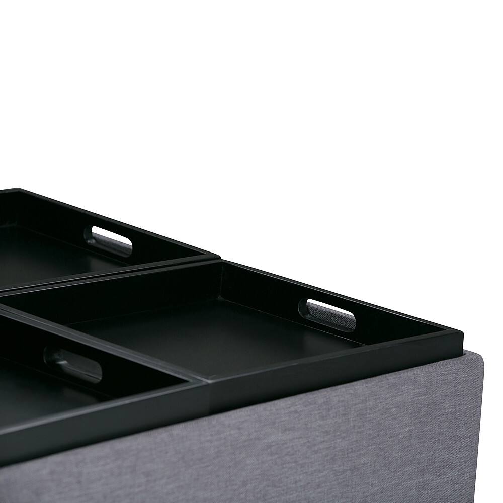 Alt View 12. Simpli Home - Avalon Square Polyester / Wood Ottoman With Inner Storage - Slate Gray.