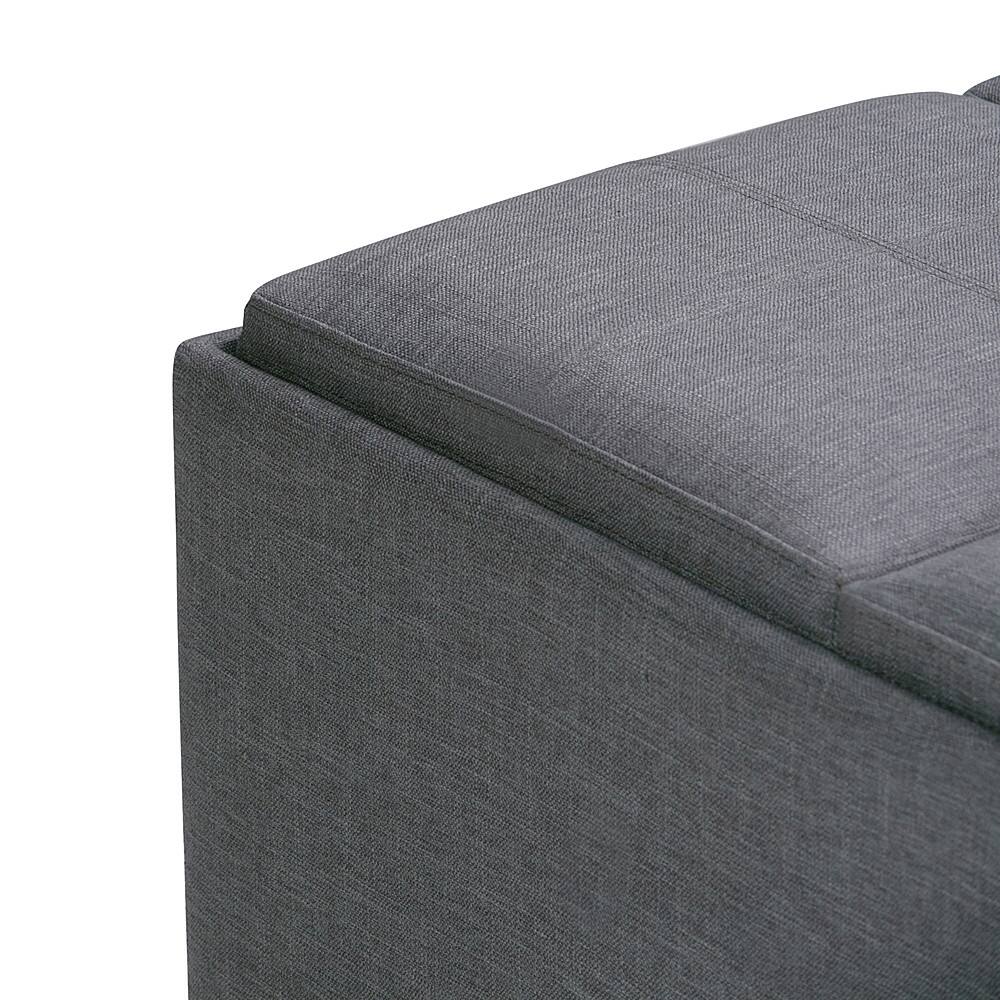 Alt View 13. Simpli Home - Avalon Square Polyester / Wood Ottoman With Inner Storage - Slate Gray.