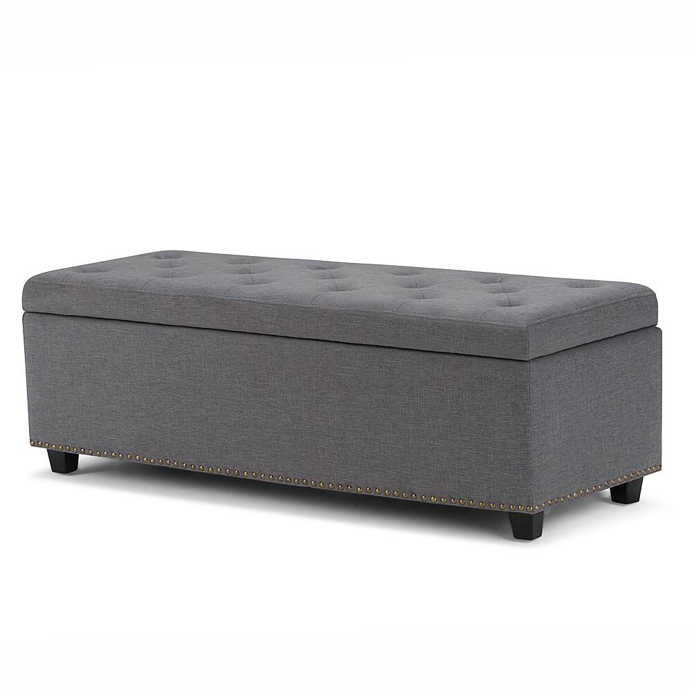 Angle. Simpli Home - Hamilton Storage Ottoman - Slate Grey.