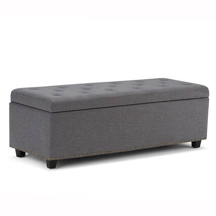 Front. Simpli Home - Hamilton Storage Ottoman - Slate Grey.