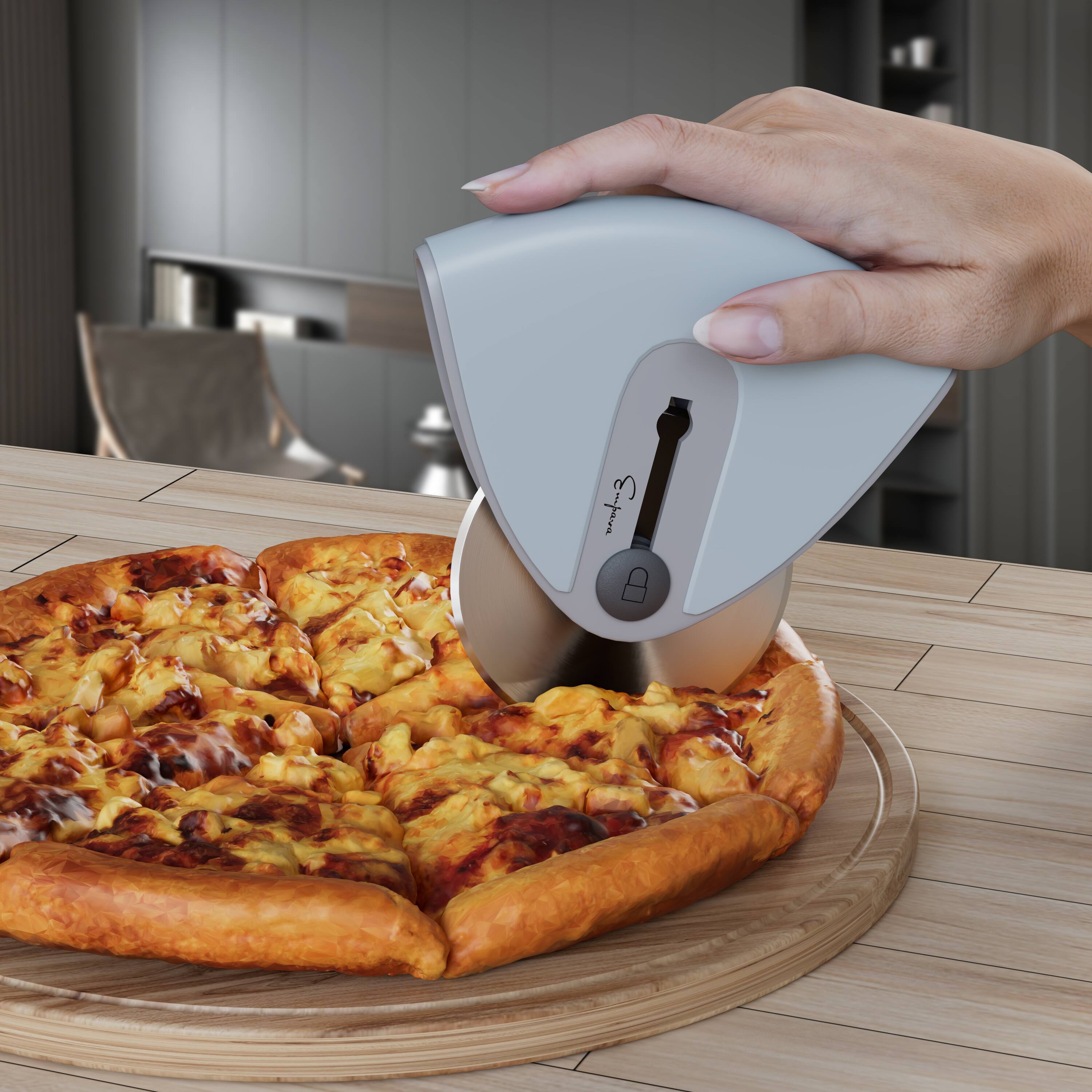 Alt View 1. Empava - 4.3-Inch Mini Retractable Pizza Cutter Wheel with Lock - Blue.