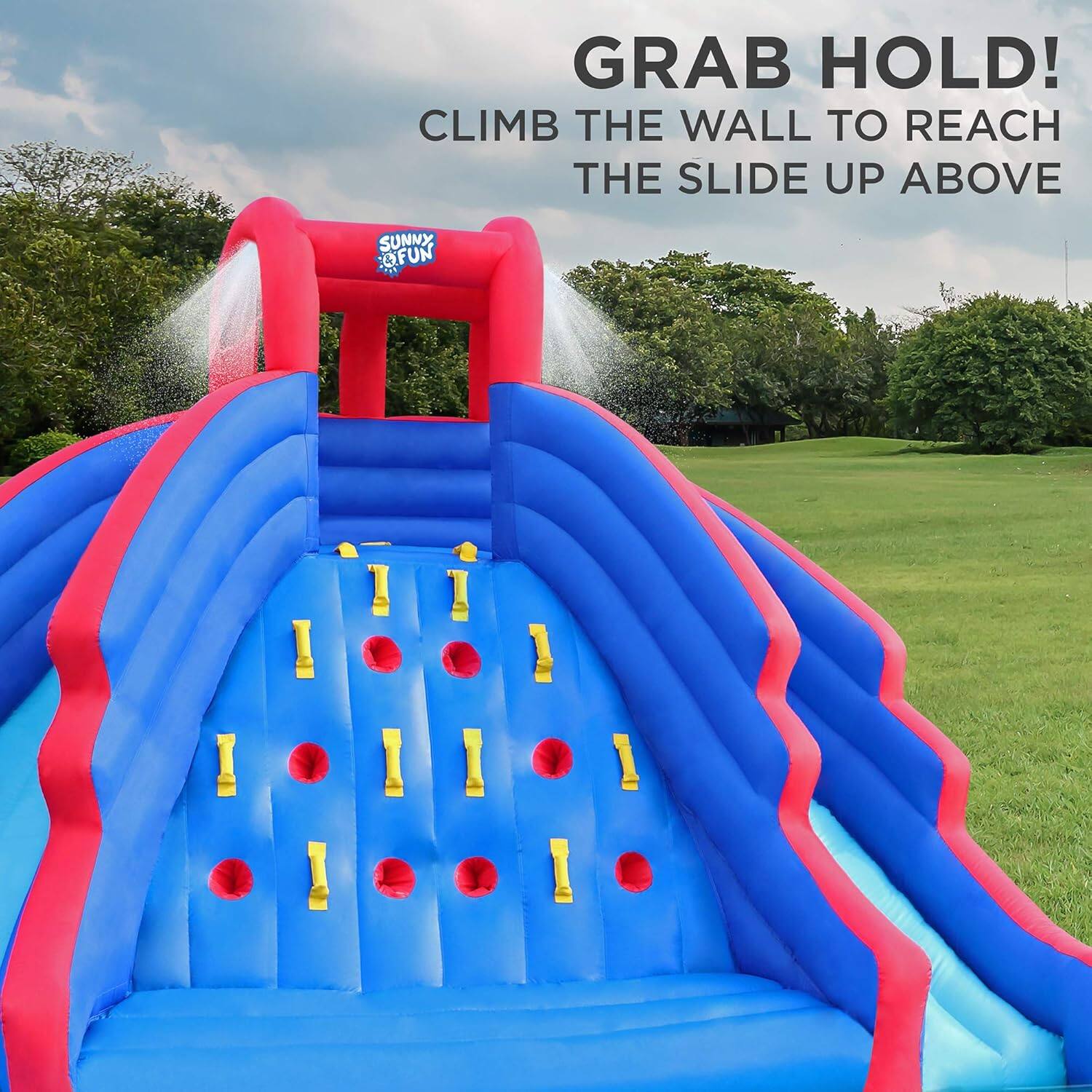 GRAB HOLD!  
CLIMB THE WALL TO REACH THE SLIDE UP ABOVE