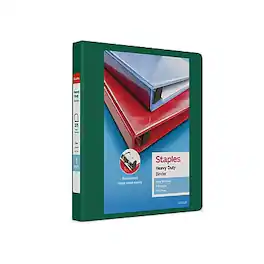 Staples - Heavy Duty 1" 3-Ring View Binder, D-Ring - Green