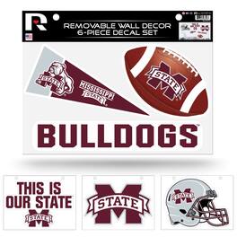 Rico Industries - Mississippi State Bulldogs Set of 6 Removable Wall Decal Stickers - Multi
