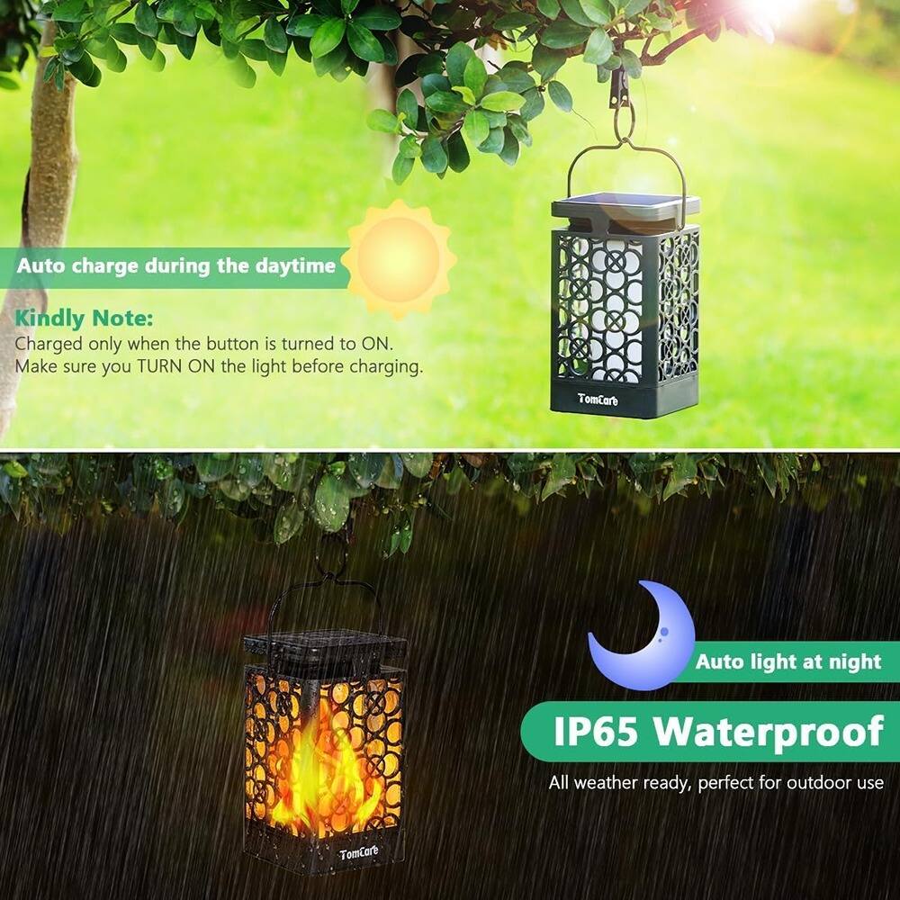 Auto charge during the daytime

Kindly Note:
Charged only when the button is turned to ON.
Make sure you TURN ON the light before charging.

Auto light at night

IP65 Waterproof
All weather ready, perfect for outdoor use