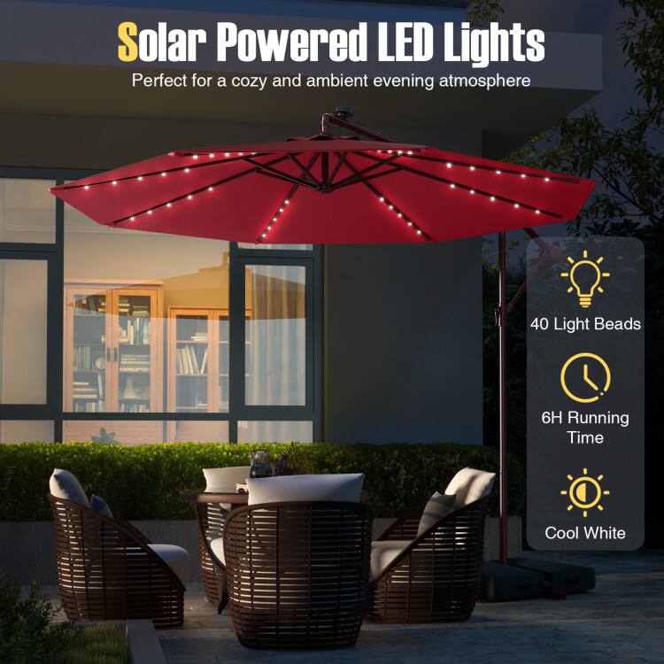 Solar Powered LED Lights  
Perfect for a cozy and ambient evening atmosphere  
40 Light Beads  
6H Running Time  
Cool White