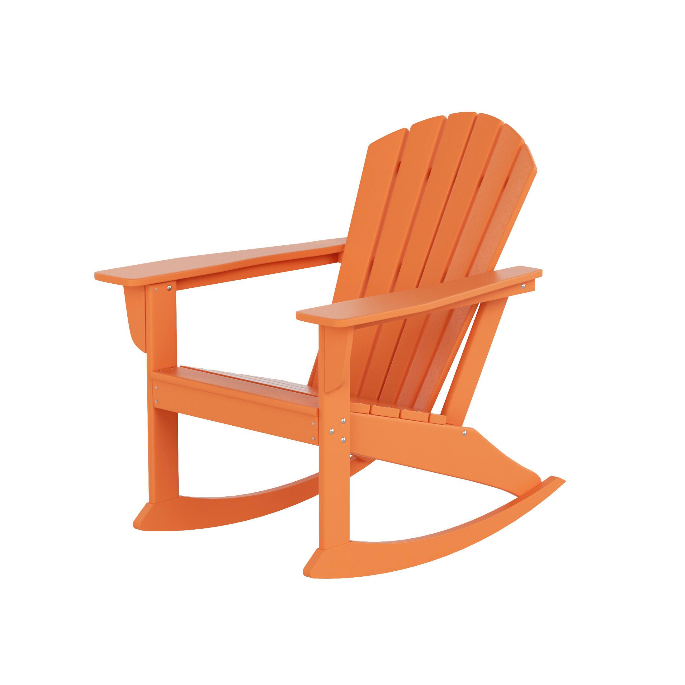 Alt View 3. WestinTrends - WestinTrends Dylan Outdoor Patio Poly Plastic Adirondack Rocking Chair - Orange.