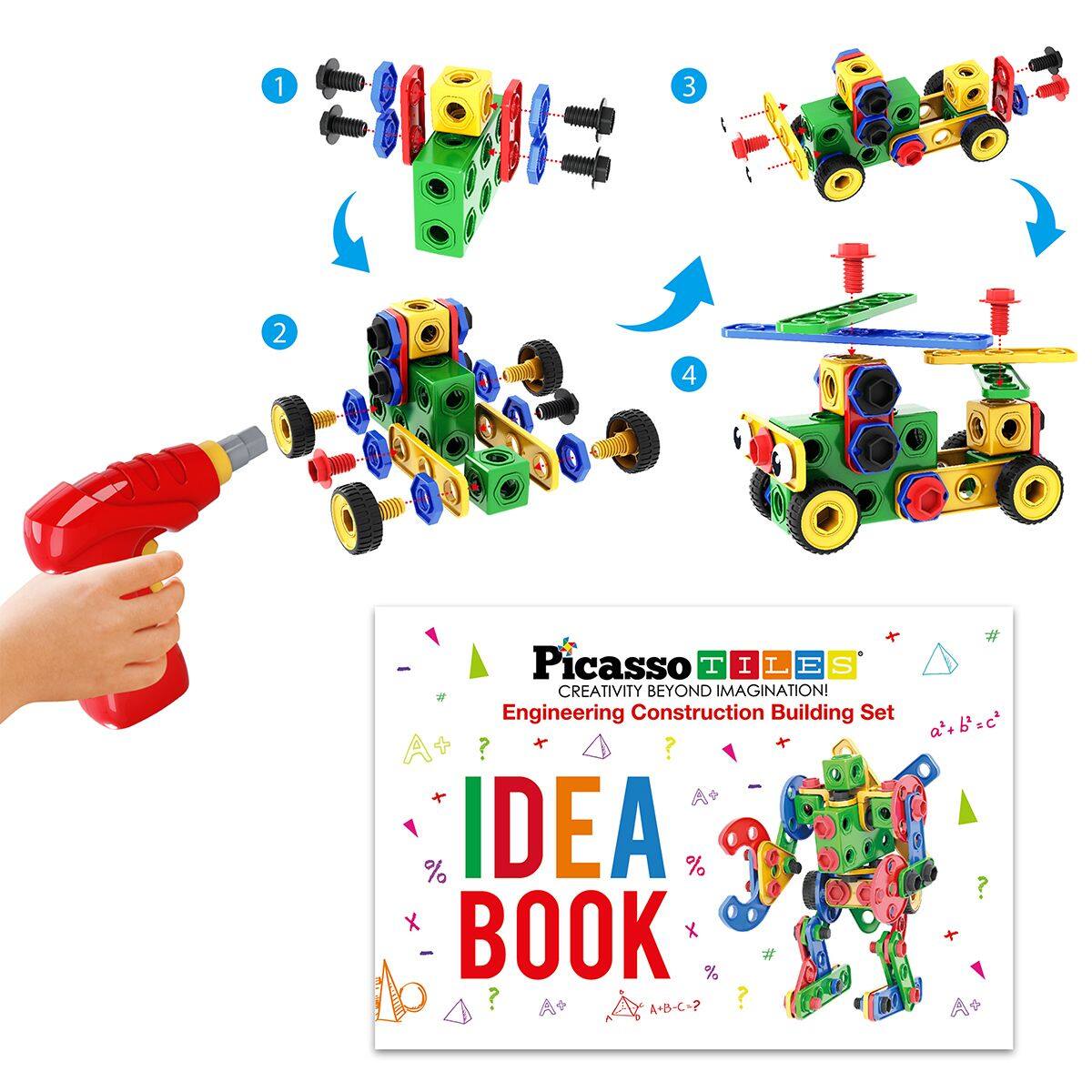 1 3 2 4 Picasso TILES CREATIVITY BEYOND IMAGINATION! Engineering Construction Building Set A+ ? ? I A+ % IDEA % BOOK X I % ? A+ A+B-C-? ? # a'. & A+