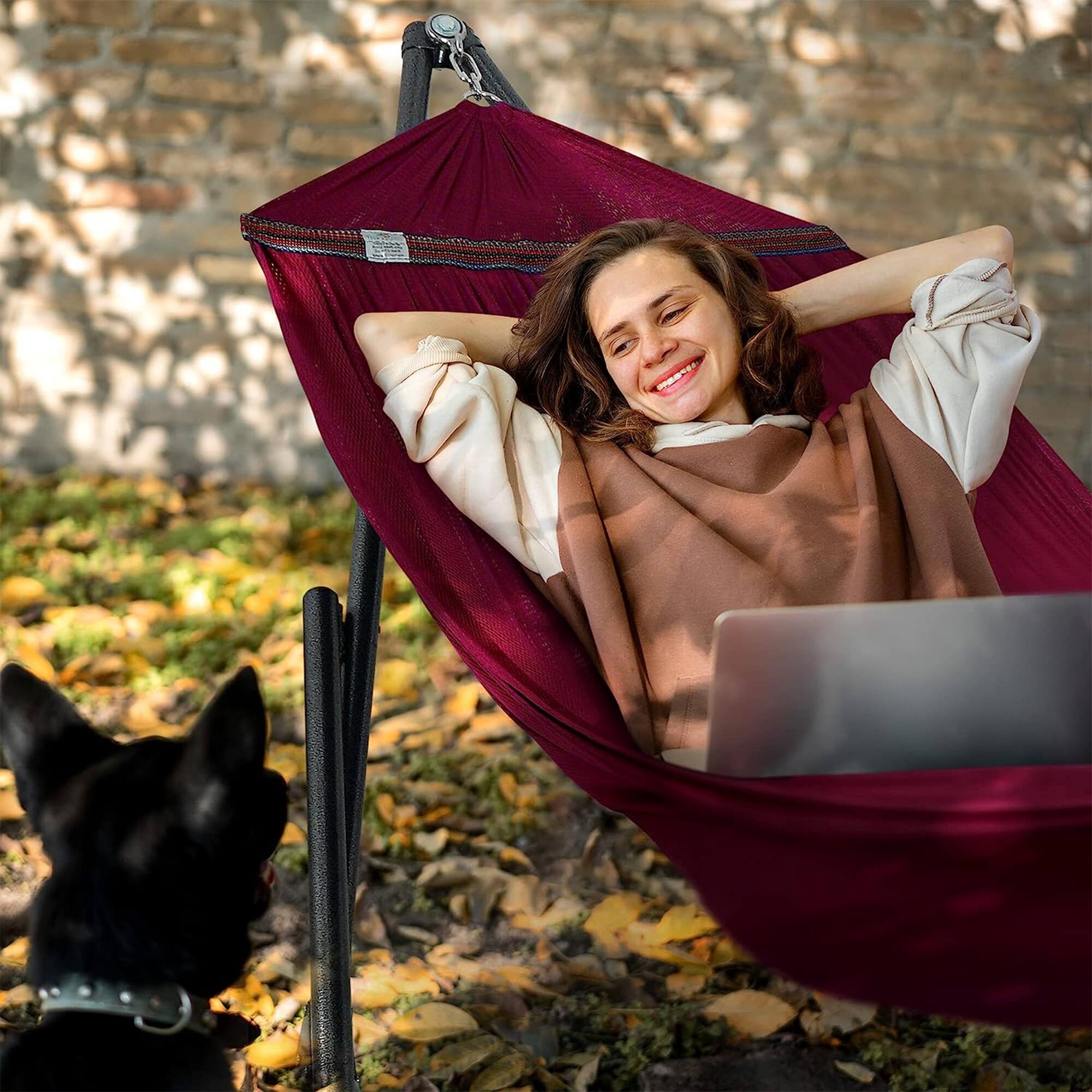 Alt View 8. Tranquillo - Tranquillo Universal 116" Double Hammock with Adjustable Stand and Bag, Red - 04. Uni Red.