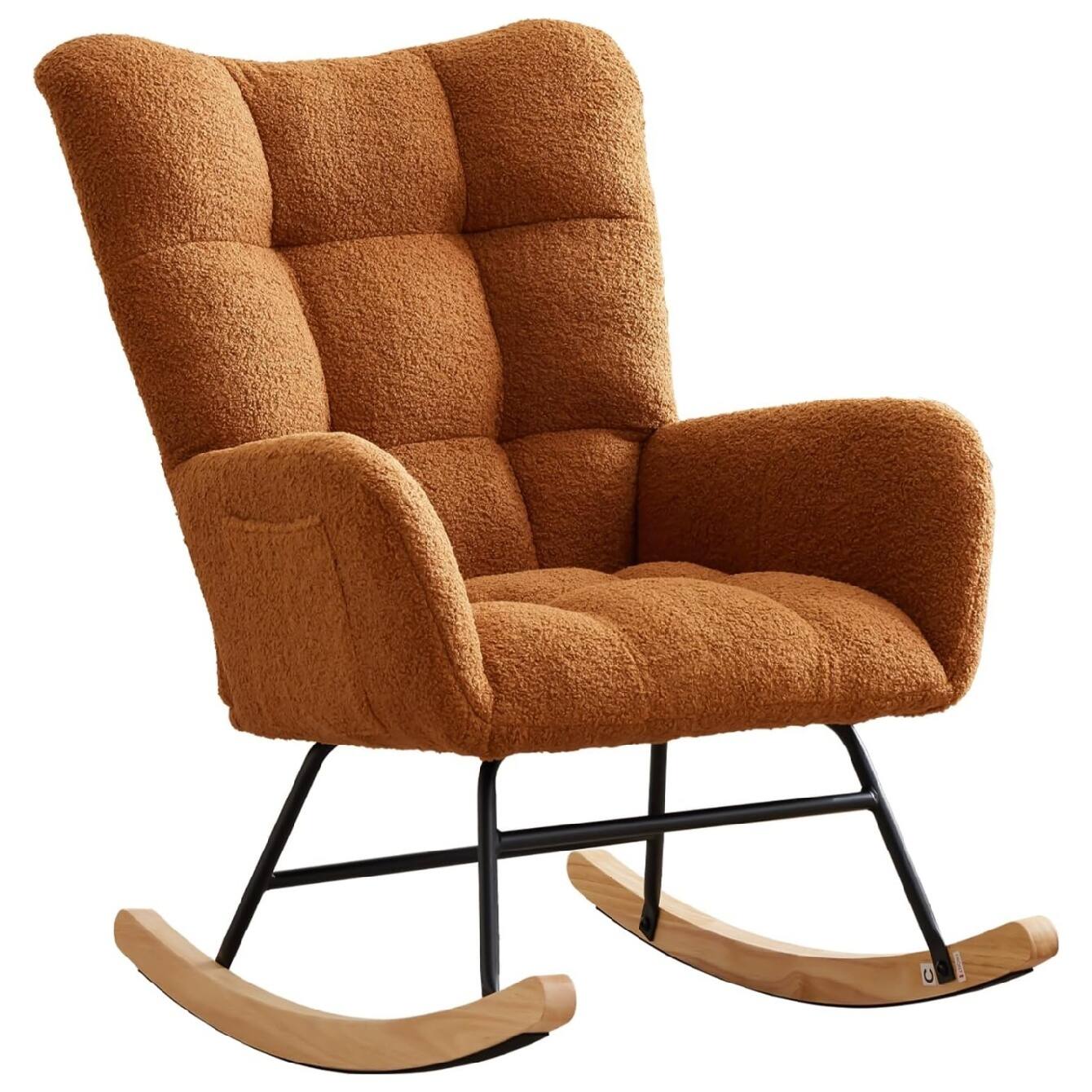 GARVEE Modern Teddy Rocking Chair for Nursery Upholstered Glider with ...