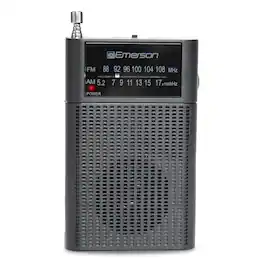 Emerson - Portable AMFM Radio with Built-In Speaker - Gray