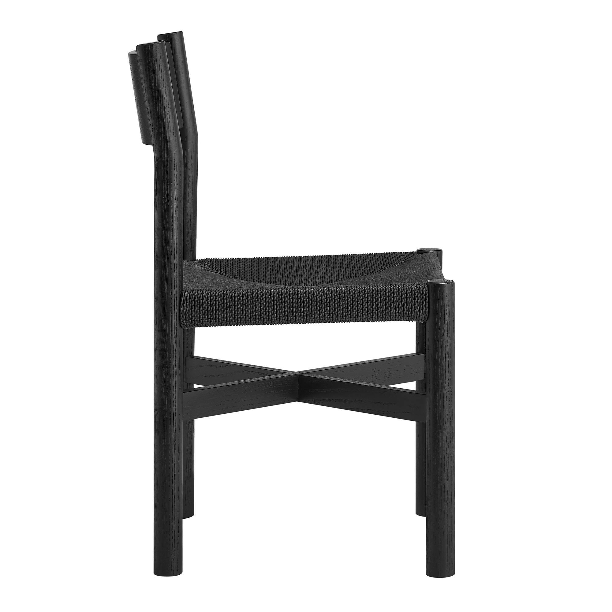 Alt View 2. Modway - Alvia Oak Wood Dining Side Chair With Woven Seat by Modway - Black.