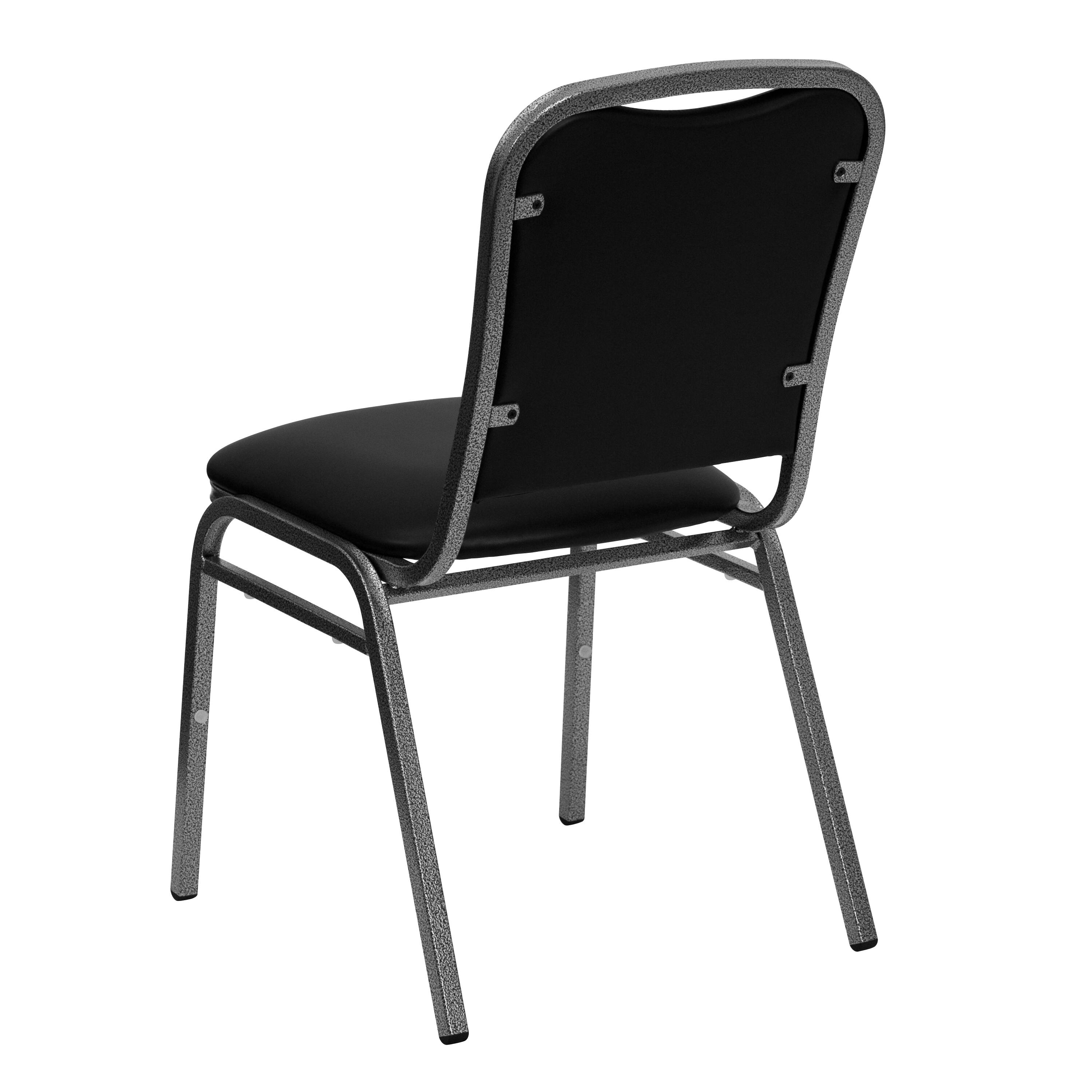 Alt View 5. Emma + Oliver - Stacking Banquet Chair with Vinyl and 1.5'' Thick Seat - Frame - Black Vinyl/Silver Vein Frame.