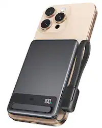 INIU - MagPro Slim 5K Qi2 Power Bank 15W Qi2 Wireless Power Bank for iPhone 17, 16, 15, 14, 13, 12 - Black - Front_Zoom