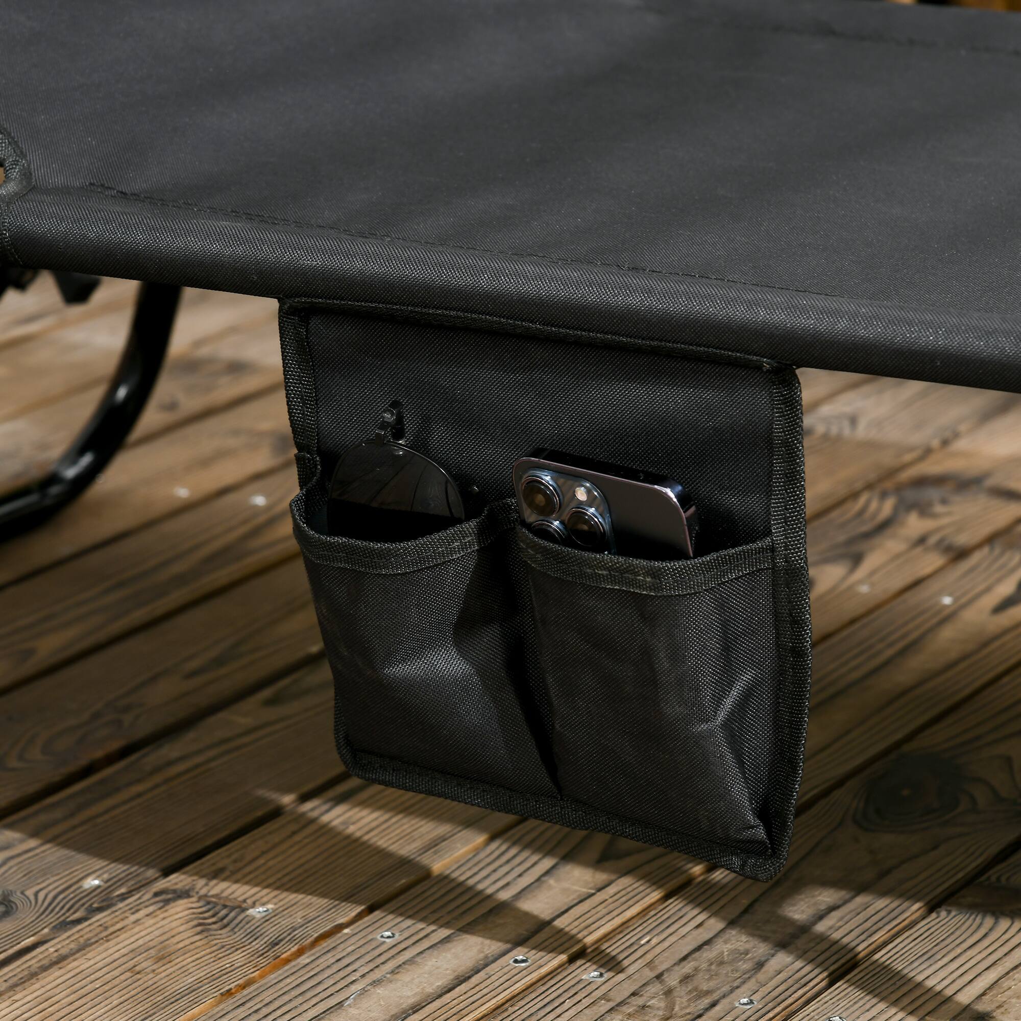 Alt View 8. Outsunny - Pool Lounge Chairs Set of 2, Outdoor Sun Tanning Chairs, Reclining Back - Black.