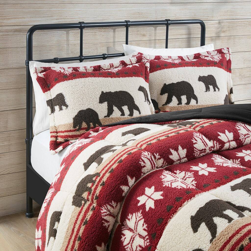 Alt View 1. TinyHomie - King/Cal King Print Sherpa Comforter Set - Multicolor.