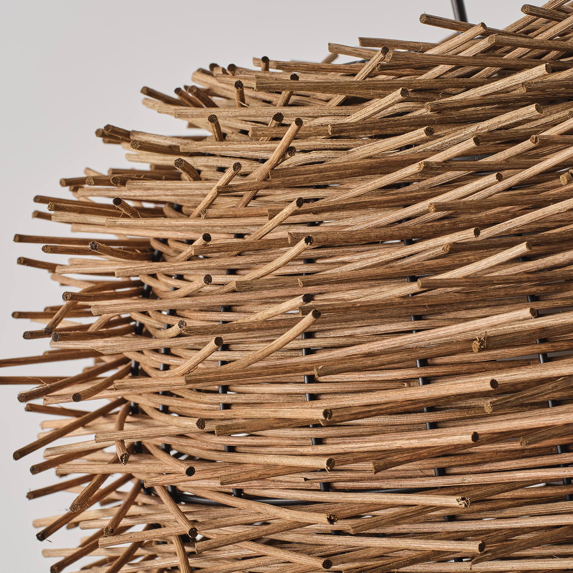 Alt View 6. Vaczon - Rattan Bird’s Nest Pendant /Flush Mount Light, Unique Irregular Shape, Wicker Shade, Boho Chic Ceiling Lighting - Natural Rattan.