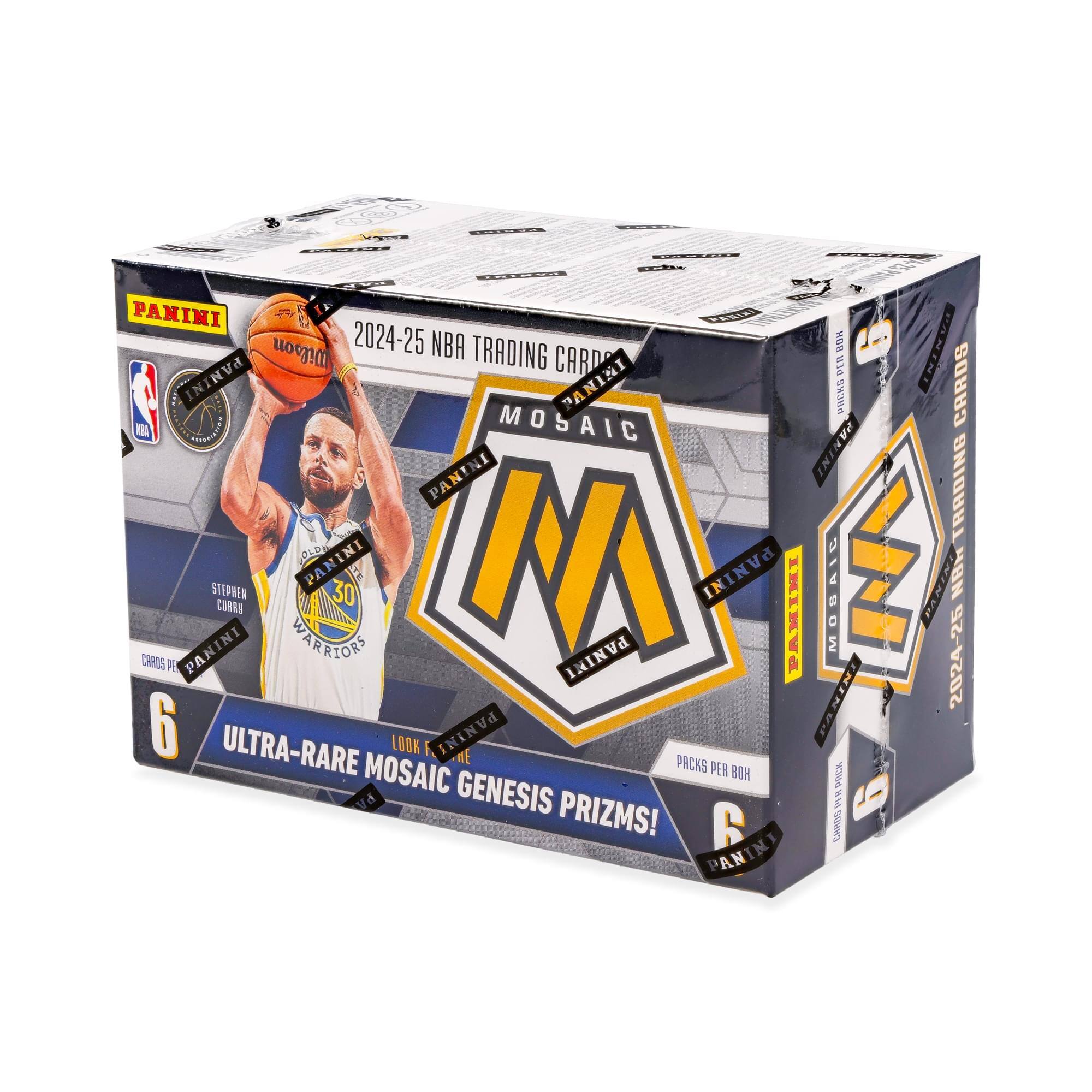 - PANINI Wilson 2024-25 NBA TRADING CARDS
- PANINI MOSAIC
- PANINI PRIZMS
- PANINI ULTRA-RARE MOSAIC GENESIS PRIZMS!
- 6 PACKS PER BOX
- STEPHEN CURRY WARRIORS
- LOOK FOR THE ULTRA-RARE MOSAIC PACKS PER BOX