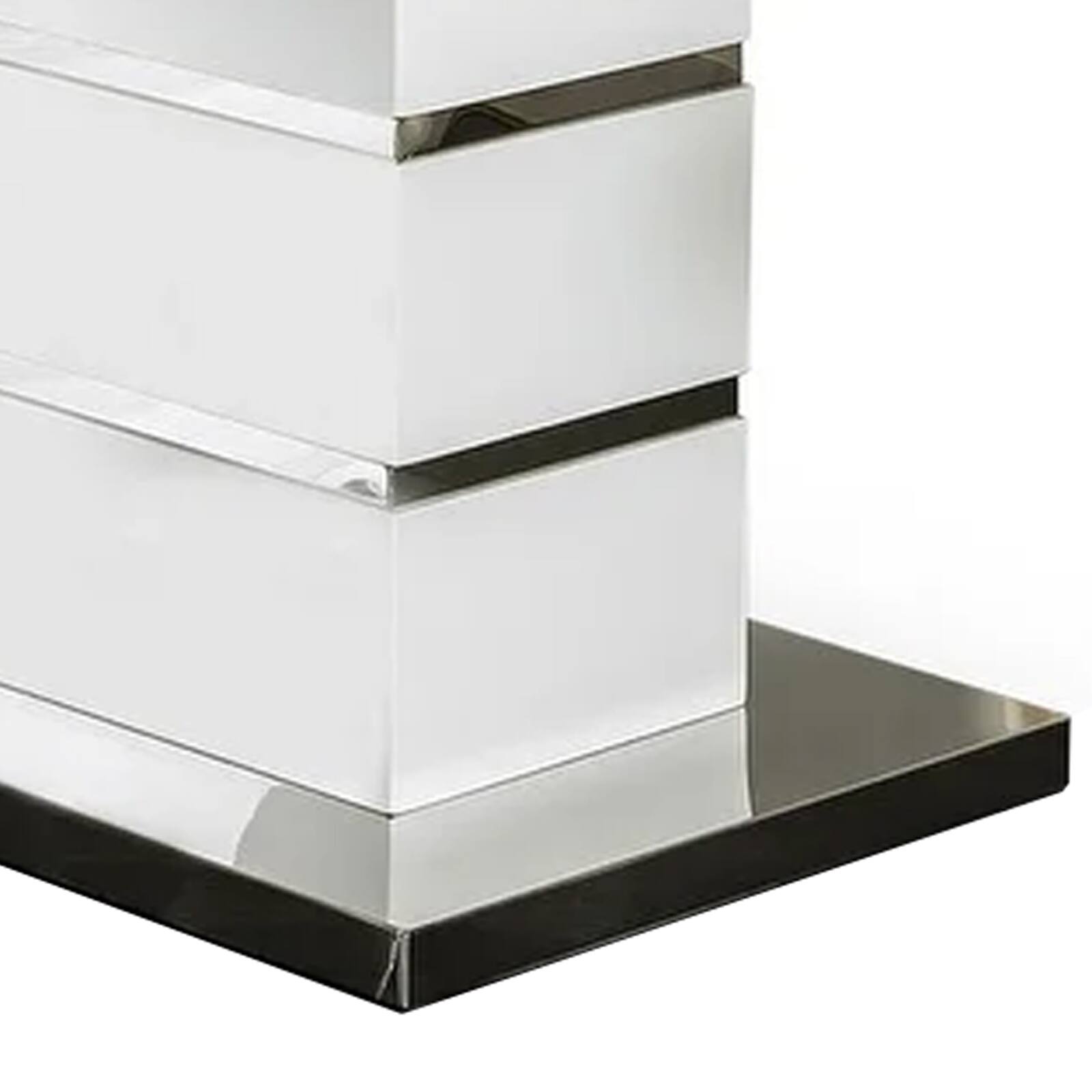 Alt View 3. Manhattan Lane - Extendable Dining Table with Metal Base, White and Silver - White and Silver.