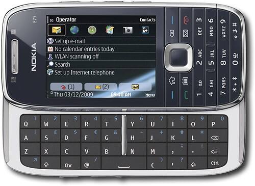 Front Standard. Nokia - E75 Mobile Phone (Unlocked) - Black.