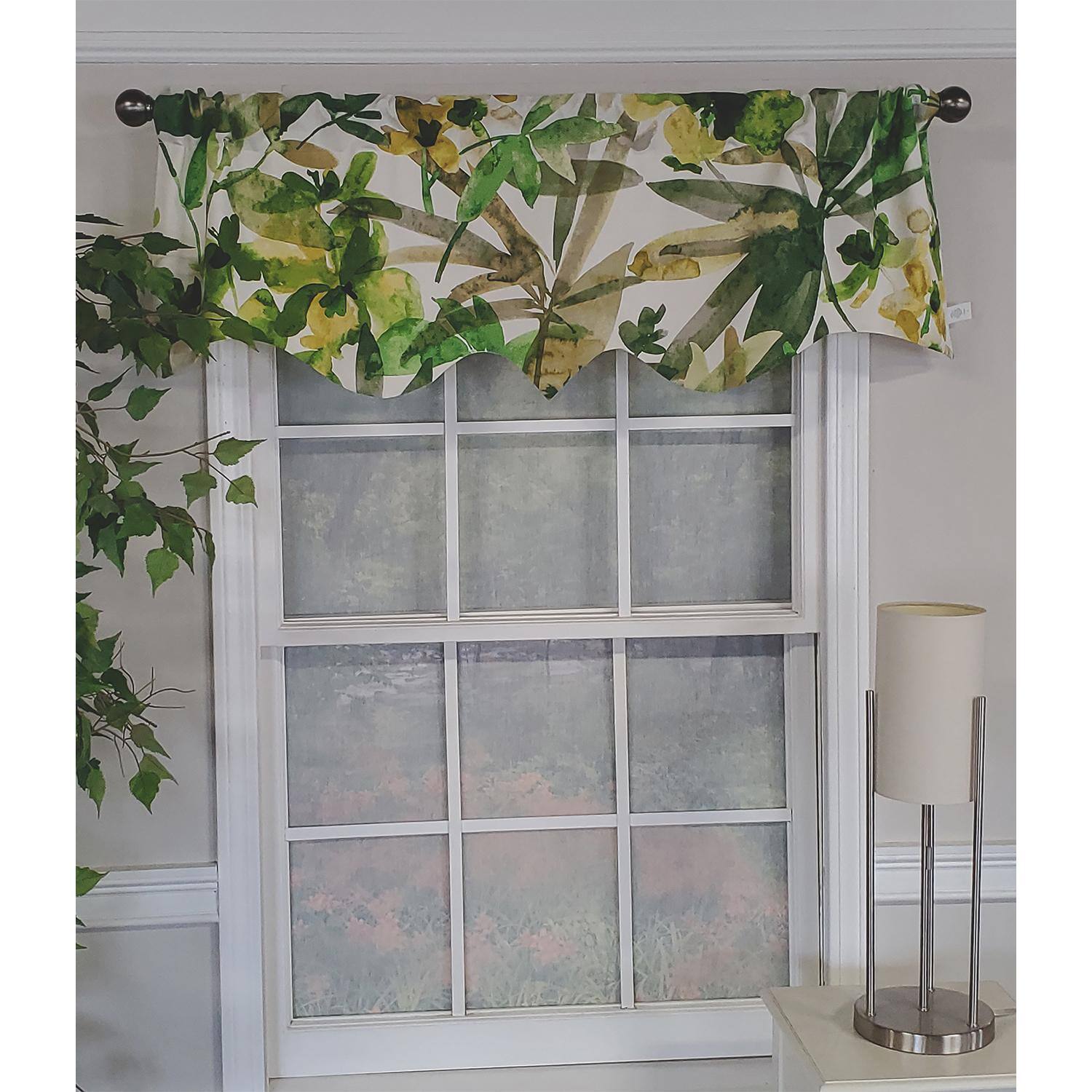 Angle. RLF Home - RLF Home Jungla Regal 100% Cotton with Fully Lined 3" Rod Pocket Valnance for Windows 50" x 17" Forest - Forest.