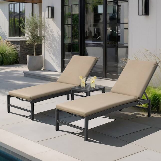 Angle. Crestlive Products - Crestlive Products 1pc 72in Outdoor Water Resistant Chaise Lounge Chair Cushion with Ties Beige Patio lounge cushion - Beige.