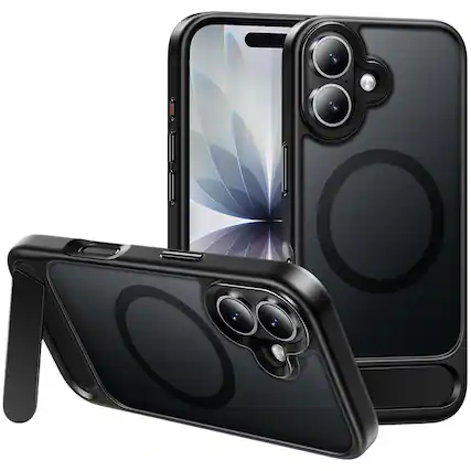 Front. hoco. - AS12 MagSafe Case with Kickstand for Apple iPhone 17 - Black.