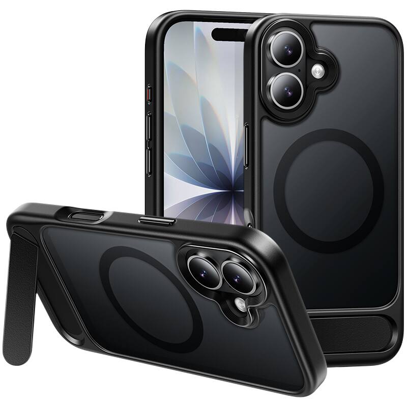 Front. hoco. - AS12 MagSafe Case with Kickstand for Apple iPhone 17 - Black.