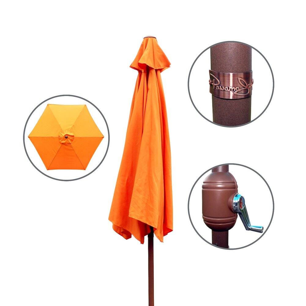 Angle. Panama Jack Outdoor - Panama Jack Orange 9 Ft Alum Patio Umbrella W/Crank - Orange.
