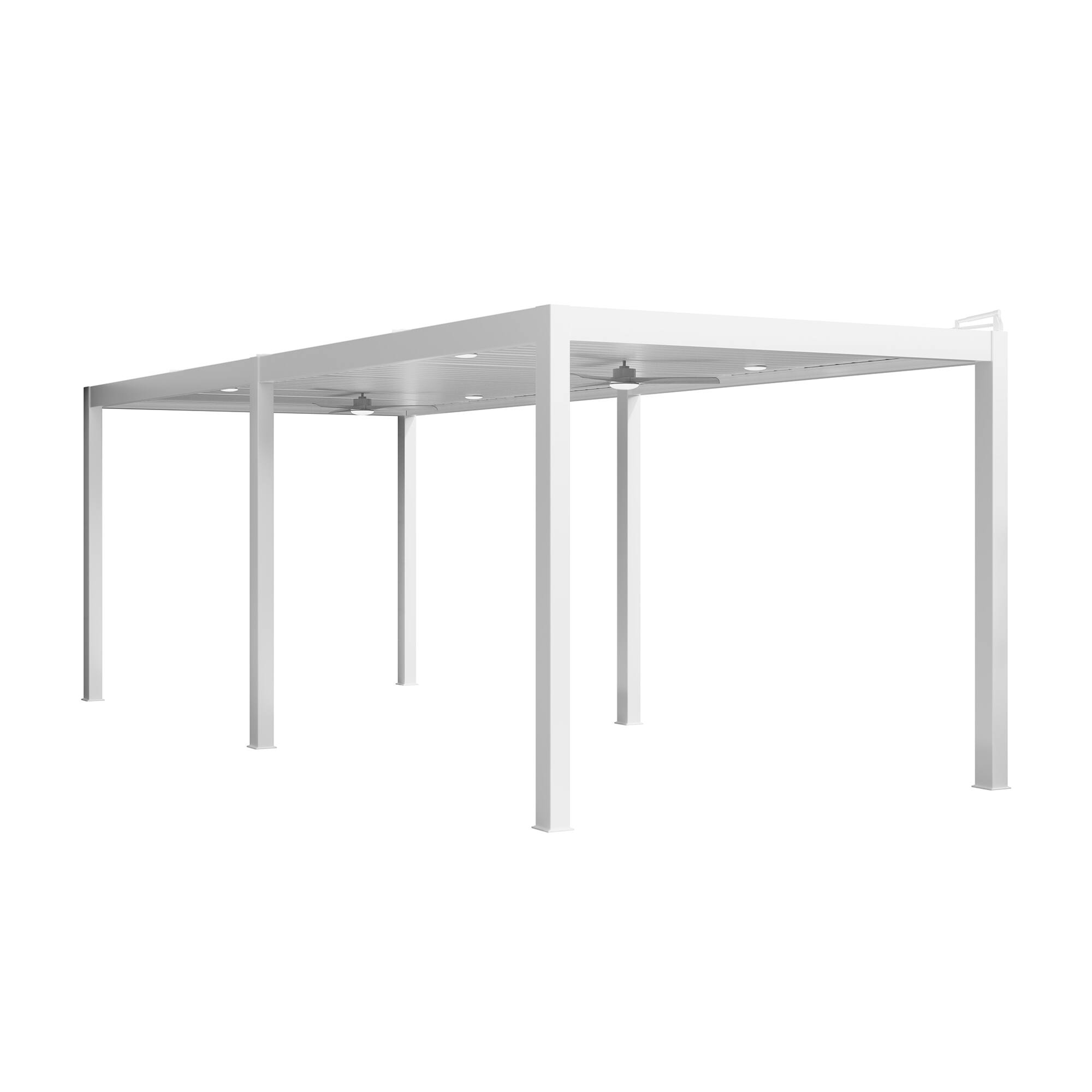 Front. Mondawe - 10ft x 22ft Solar-Powered Aluminum Pergola with Adjustable Louvers and Hidden Drainage System - White.