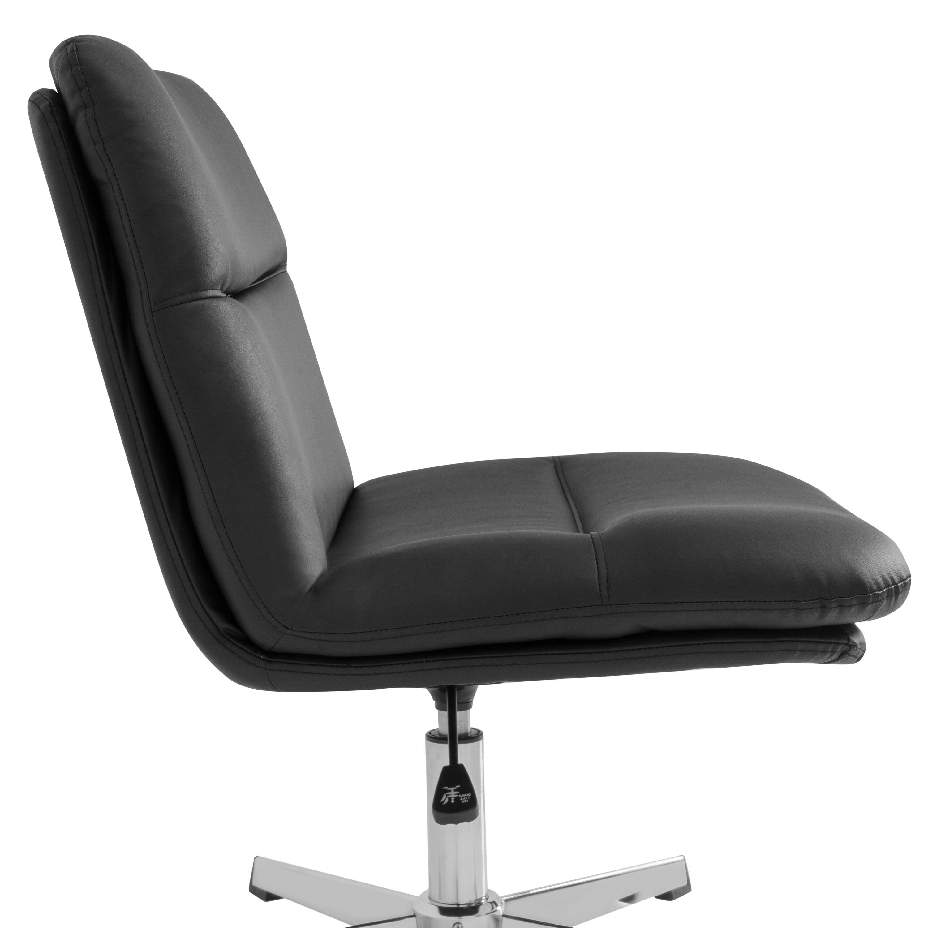 Alt View 9. Emma + Oliver - Mid-Back Swivel Office Chair with Padded Upholstery & Sturdy Frame - Black Faux Leather/Chrome Frame.