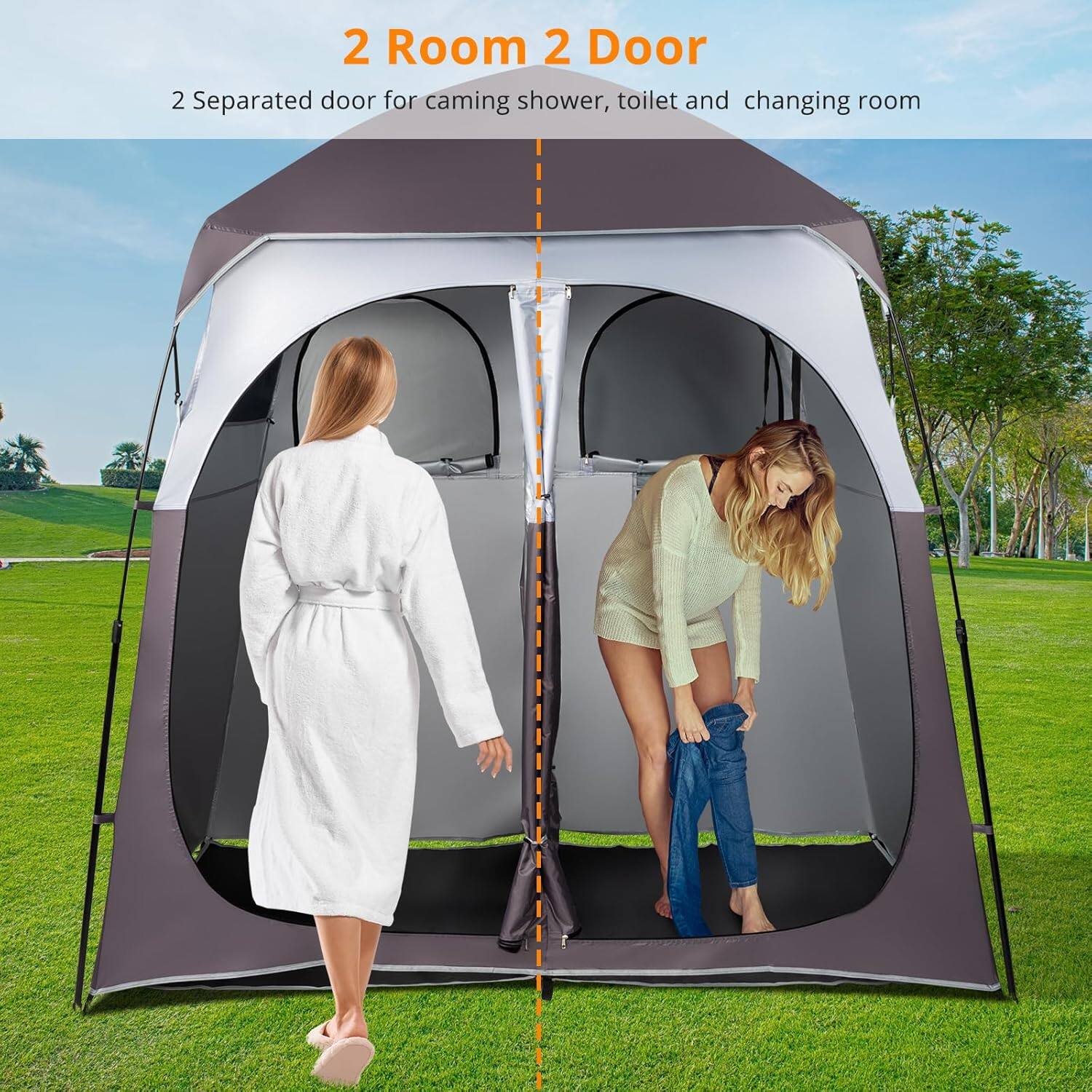 2 Room 2 Door  
2 Separated door for camping shower, toilet and changing room