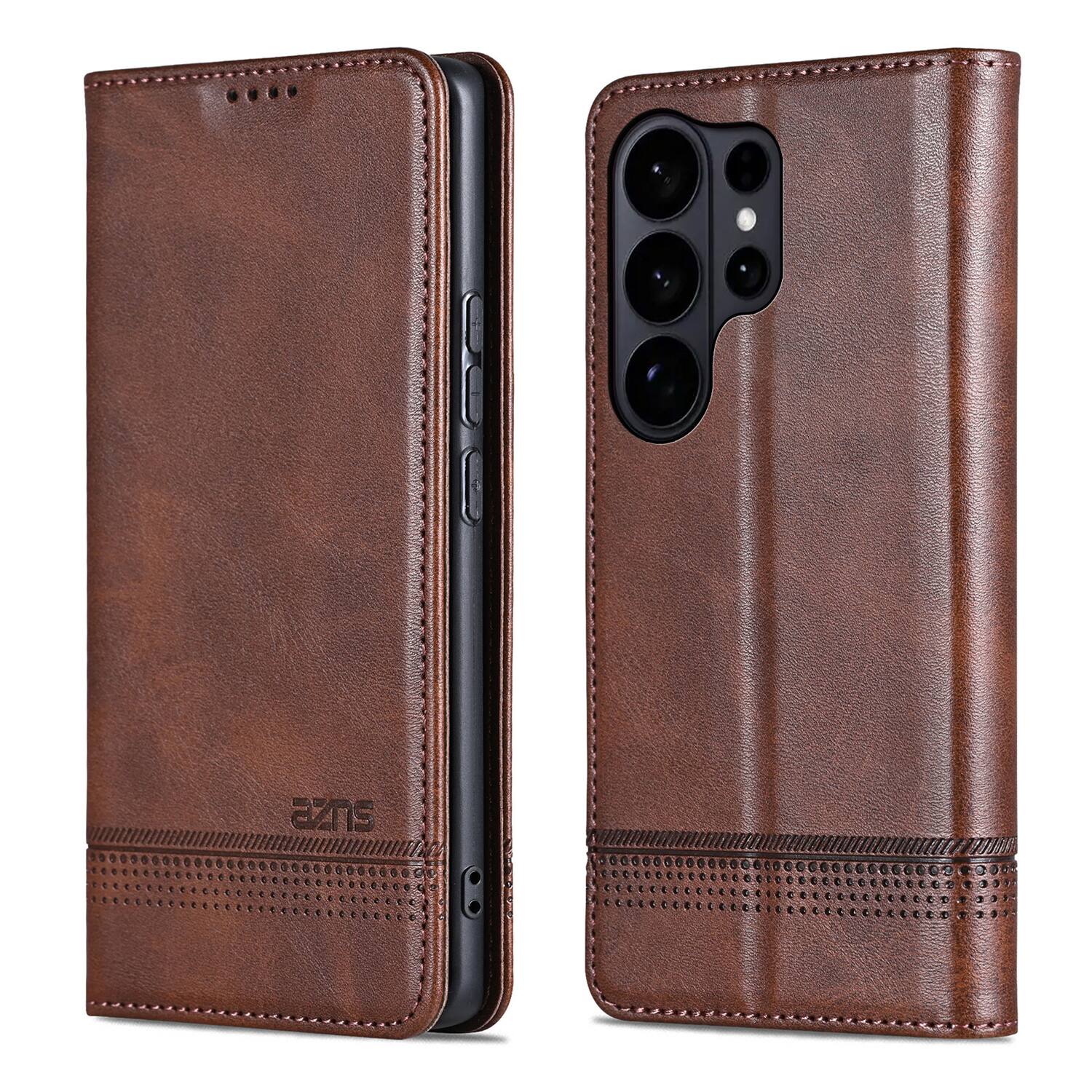 Alt View 3. Dteck - Flip Wallet Case for Samsung Galaxy S26 Ultra,Magnetic Closure Card Slots Kickstand Cover,Shock-Absorbing TPU Cover - Brown.