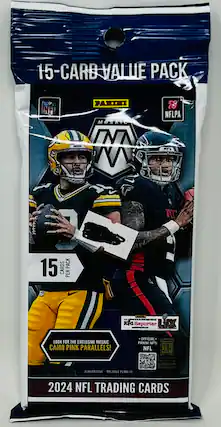 15-CARD VALUE PACK
NFL PANINI
MUSAIO PEKER
M F T TS
NFLPA
ATL AT
15 CARDS PACK PER
Kjd Reporter LIX
LOOK FOR THE EXCLUSIVE MOSAIC CAMO PINK PARALLELS!
OFFICIAL PANINI NFTs
NFL P BLOCKCHAIN
JOKDAN LOV
MICHAEL NIX
IN 2024 NFL TRADING CARDS