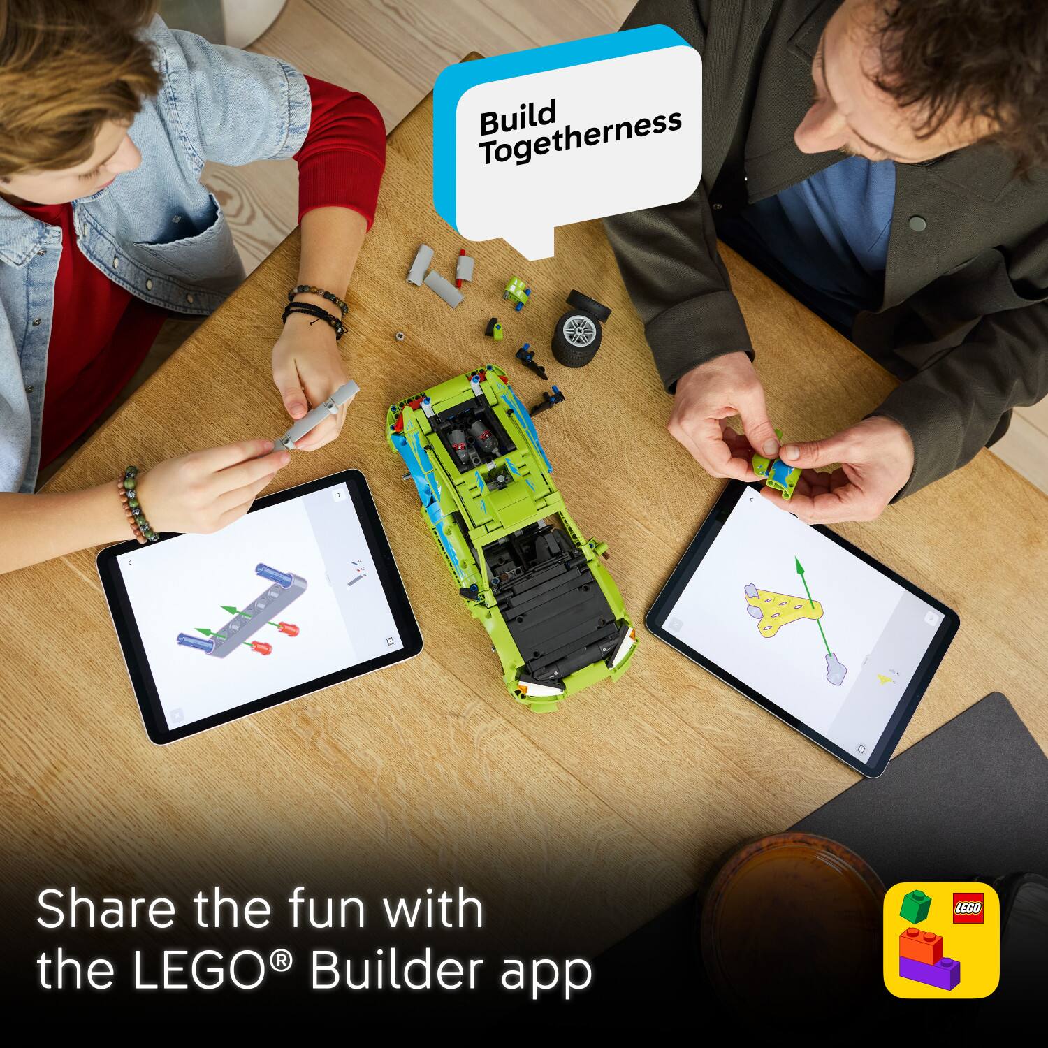 Togetherness  
Build Together  
Share the fun with the LEGO® Builder app