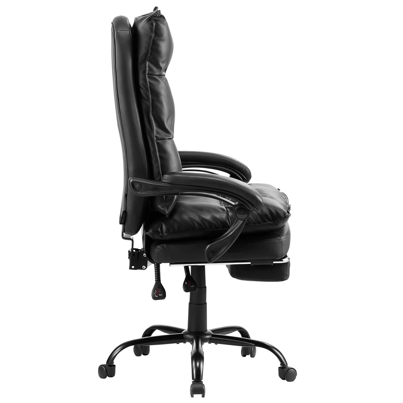 Alt View 5. VEVOR - Executive Office Chair with Footrest, 400lb Capacity Office Chair with Lumbar Pillow, Heavy Duty Ergonomic Chair - Black.
