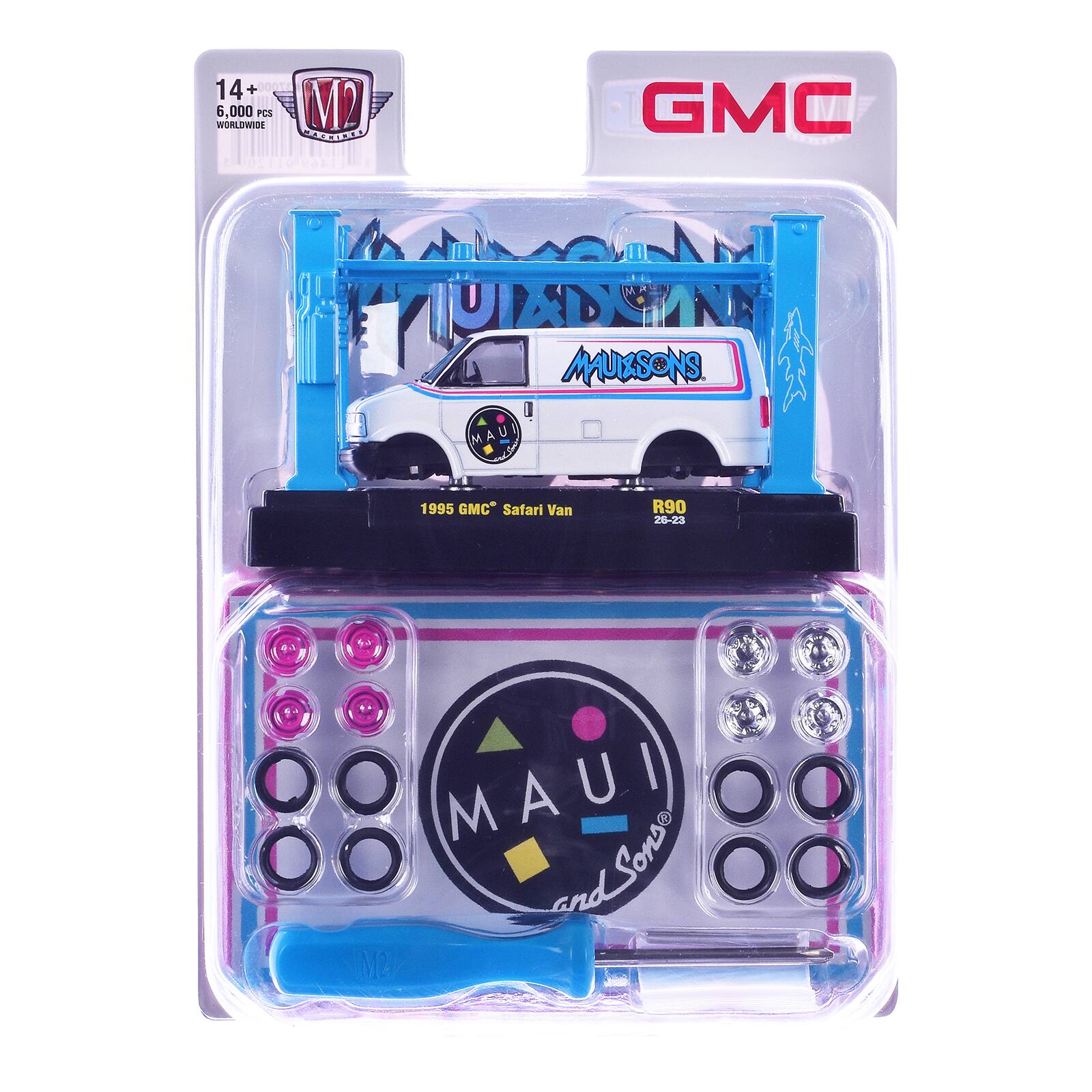 14+ 6,000 PCS WORLDWIDE  
M2 EXCHINES  
GMC  
MAUI and Sons M2  
1995 GMC Safari Van  
R90 26-23