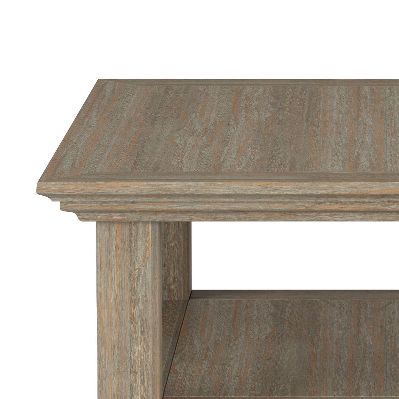 Left. Simpli Home - Acadian SOLID WOOD 19 inch Wide Square Transitional End Table in Distressed Grey - Distressed Gray.