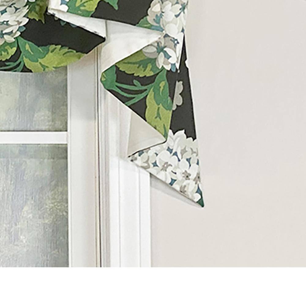 Left. RLF Home - RLF Home Hydrangea Empire Valance Tuxedo Black 3-Scoop. 64" x 25" For windows up to 60"W - Tuxedo black.