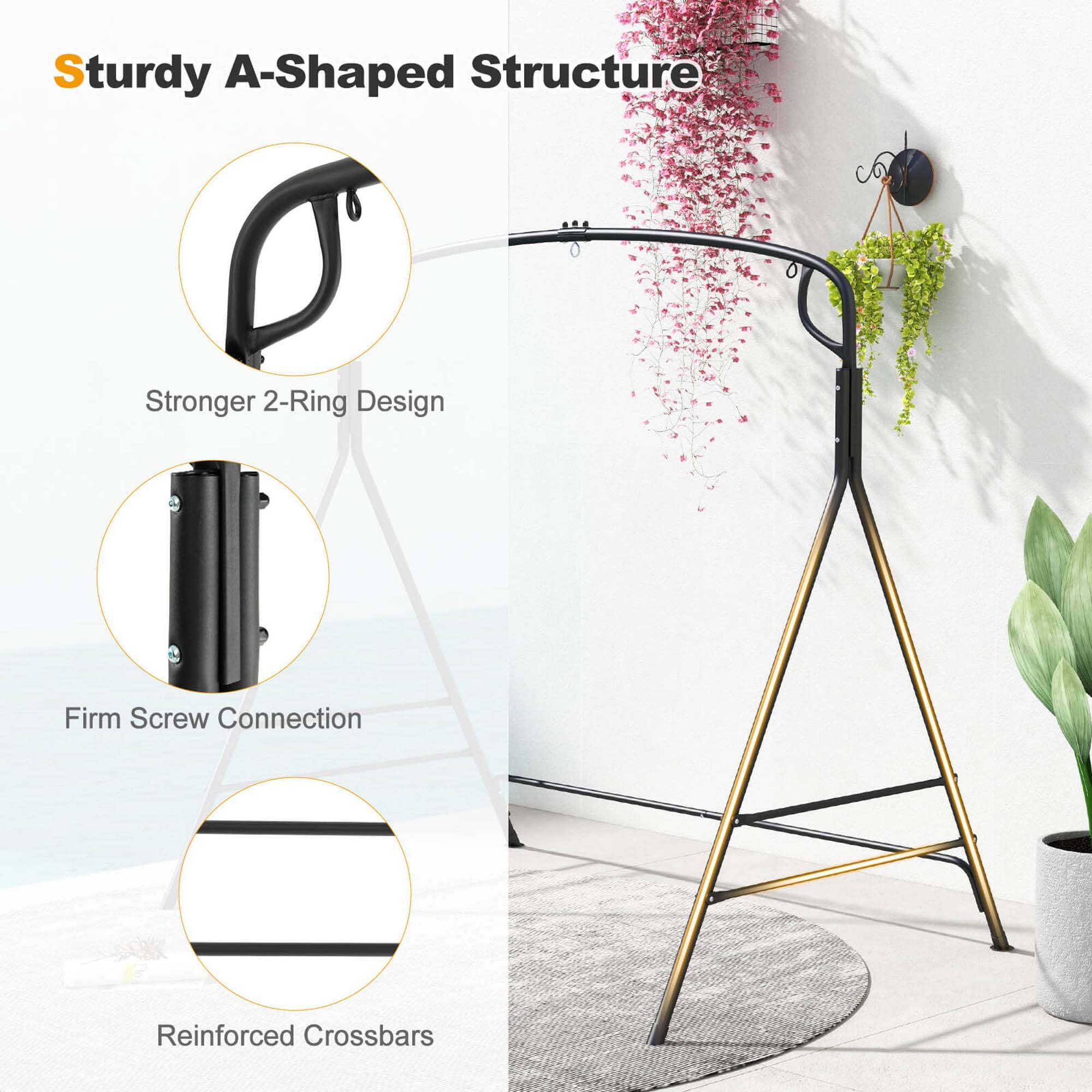 Sturdy A-Shaped Structure  
Stronger 2-Ring Design  
Firm Screw Connection  
Reinforced Crossbars