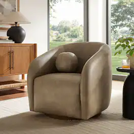 Holland Swivel Vegan Leather Armchair by Modway - Mushroom