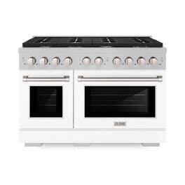 ZLINE - 48 in. Paramount Dual Fuel Range with 8 Burners (SDRS-WM-48) - Satin Steel/Black Matte