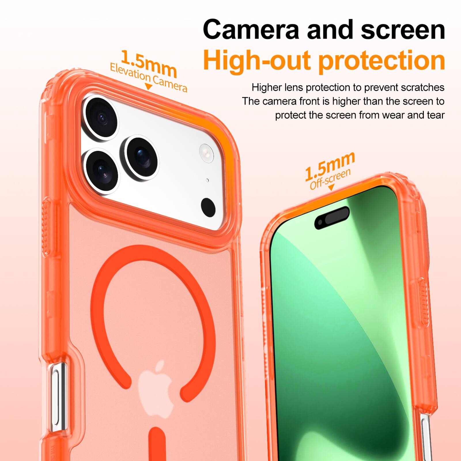 Camera and screen High-out protection

1.5mm Elevation Camera

Higher lens protection to prevent scratches
The camera front is higher than the screen to protect the screen from wear and tear

1.5mm Off-screen