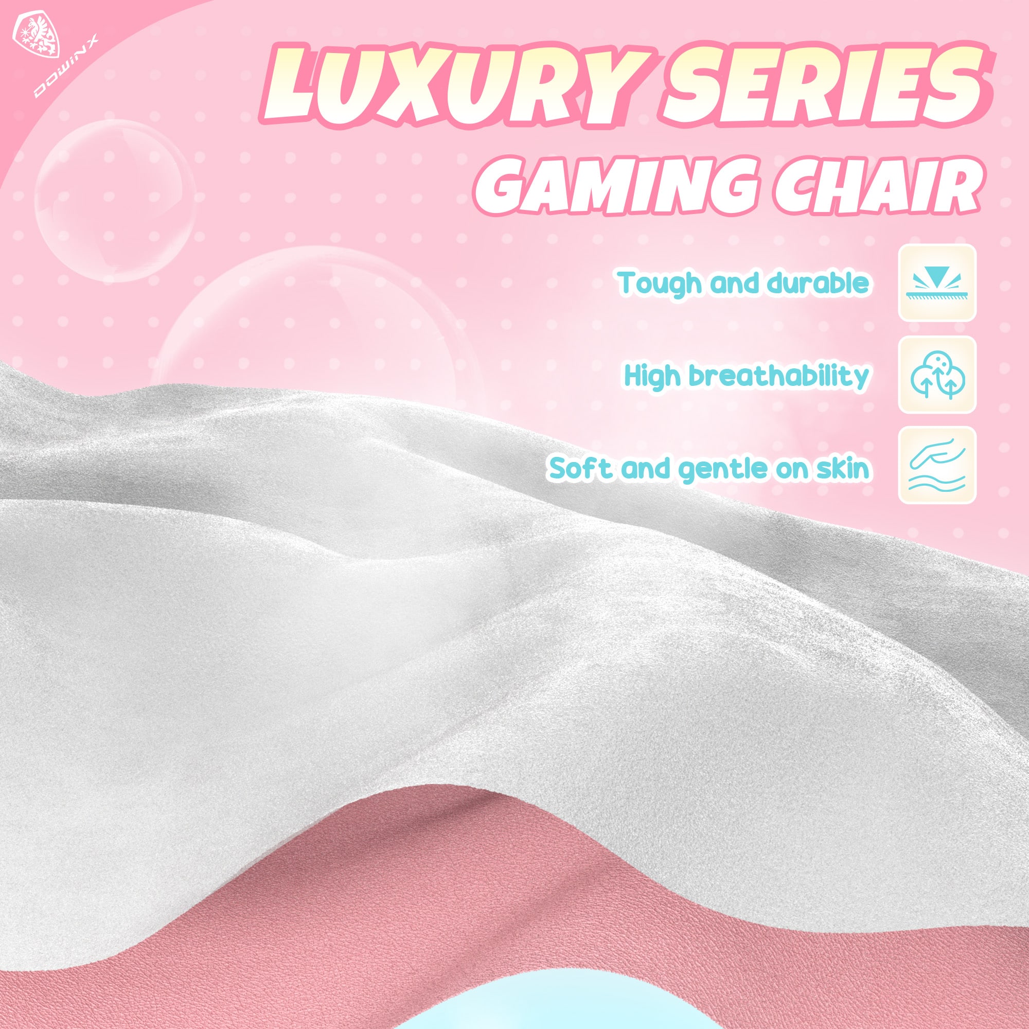 Dowinx Gaming Chair Cute with Fluffy Seat Cushion & Lumbar Pillow